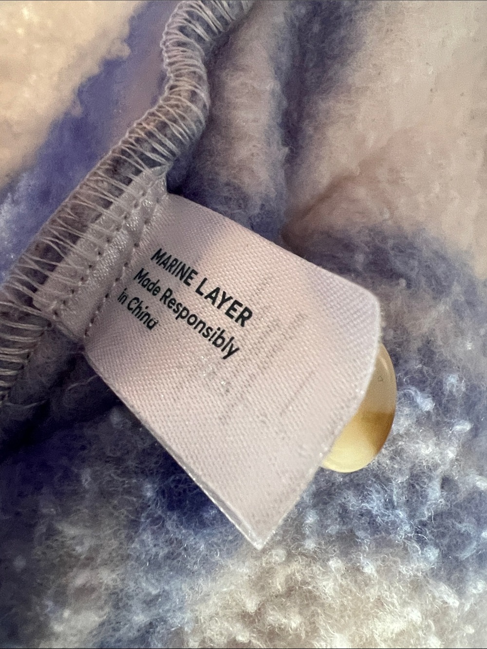 Marine Layer women’s Cream & Blue Plaid Sherpa fleece Jacket SMALL - Picture 4 of 4